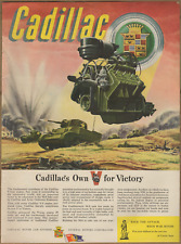 1943 Cadillac M-5 Tank WWII Vintage Print Ad War Art V-Type Engine War Bonds picture