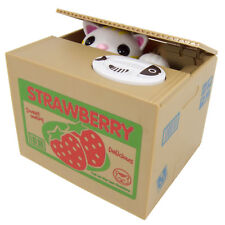 Cute Cat in a Box Piggy Bank - Motorized Kitty Grabs your Coin & says Thank You picture