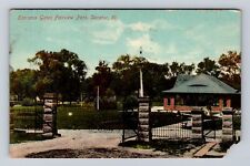 Decatur IL- Illinois, Entrance Gates Fairview Park, Vintage c1910 Postcard picture