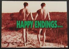 Gay Interest Naked Men Happy Endings Vintage HIV Ad Postcard Unposted picture