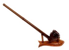 Double Ring Hobbit Churchwarden Gandalf wood Tobacco Pipe long stem 11 Inch picture