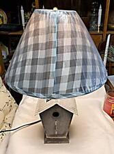 Birdhouse Lamp w/Gray Check Shade in Weathered Tin Finish by Irvin's Tinware-PS picture