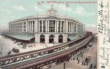 South Station and Elevated Railway, Boston, Mass., early postcard, used in 1908 picture