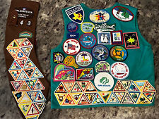 South Texas Council Girl Scout Vest Green Brown Sash Patches Pins Size Med girls picture