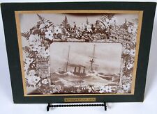 ANTIQUE WWI PHOTO PHOTOGRAPH MONTAGE 1914 CHRISTMAS CARD HMS SAPPHIRE IN A GALE picture