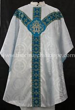 METALLIC SILVER GOTHIC CHASUBLE  and mass & stole set casula casel casulla, AM picture