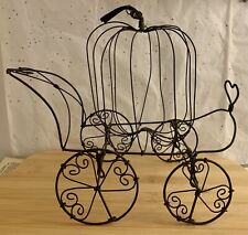 Vtg Black Wire Gothic Pumpkin Carriage Table Centerpiece Halloween Party Decor picture