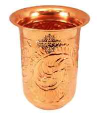 Pure Copper Designer Curved Glass Tumbler Drink-ware, 450 ML Good Health picture