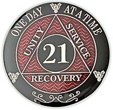 AA 21 Year Coin, Silver Color Plated Medallion, Alcoholics Anonymous Coin picture