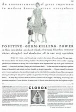 1930 CLOROX Vintage Print Advert      CLOROX has  POSITIVE GERM-KILLING POWER  picture