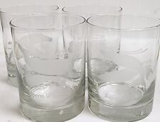 4 Etched Whales Old Fashioned Glass Tumblers Humpback Finback Gray Sperm VTG picture