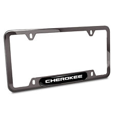 Jeep Cherokee Black Insert Gunmetal Chrome Stainless Steel License Plate Frame picture
