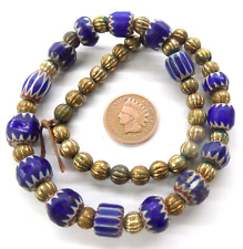 Old Venetian Chevron & Metal Strand African Trade Beads  #38 Bin W91 picture