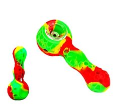 Unbreakable Silicone Tobacco Smoking Pipe w/ Glass Bowl RED GREEN YELLOW picture