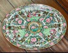 Vintage Extra Large Famille Rose Medallion Oblong Serving Platter picture