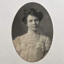 Antique Photograph Lovely Beautiful Young Edwardian Woman Lace Blouse Pin picture
