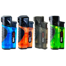4 PACK Triple Clear Color Torch Lighter Adjustable Flame W/Cigar Puncher GR picture