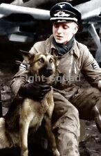 WW2 Picture Photo Erich Hartmann most successful ace 352 kills and his dog 3435 picture