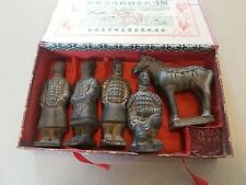 Vintage 5 Pieces Chinese Terracotta Qin Dynasty Mini Set of Soldiers & Horse  picture