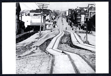 1906 SAN FRANCISCO EARTHQUAKE DAMAGE CABLE CAR RAILWAY TRACKS~NEW 1980 POSTCARD picture