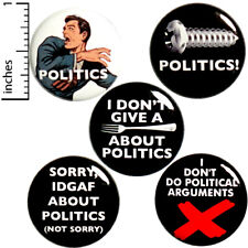 Sarcastic Buttons 5 Pack No Politics Pins for Backpacks Gift Set 1 Inch P30-1 picture