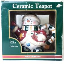 Ceramic Snowman Teapot Royal Seasons Christmas Santa Suit & Scarf Handpainted .  picture
