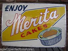 MERITA CAKES Old Advertising Sign ORANGE CHIFFON Grocery Bakery Store Display Ad picture