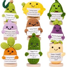 Positive Crochet Veggies, Emotional Support Crochet Gifts w/ Stand, 9 pc picture