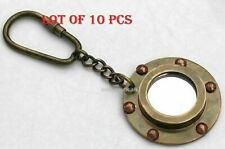 Lot of 10 pcs Vintage Solid Brass Porthole Mirror Key Chain Nautical Gift DESIGN picture
