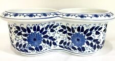 Vintage Blue & White Asian Porcelain Double Planter picture