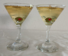 2 Happy Hour Gel Candle Martini Glasses With Olives 5.2