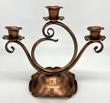 Vintage Gregorian Copper Triple Candlestick Holder Candelabra USA picture