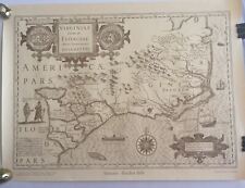 Vintage Reproduction Virginia Florida Map Mercator Hondius 1606. 21”x15.5” picture