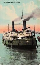 SS City of St Ignace Steamer Muskegon Calumet RPO Railroad Vtg Postcard D60 picture