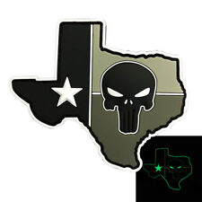 TEXAS STATE FLAG MAP SKULL TX  HOOK PATCH (3D-PVC Rubber-GLOW DARK) LAST ONE picture