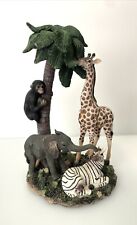 Jungle Animals Resin 9” Figurine Giraffe Baby Elephant Zebra Chimpanzee Monkey picture