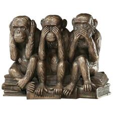 Hear See Speak No Evil Trio of Chimpanzees Victorian Era Replica Monkey Statue picture