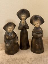 Nun Figurines Set Of 3 Religious Vintage Made In Japan Brown picture