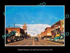 OLD LARGE HISTORIC PHOTO OF KALISPELL MONTANA THE MAIN STREET & STORES c1955 picture