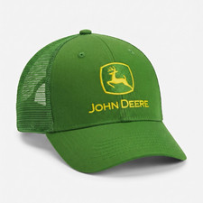 John Deere Green Mesh Back Trucker Hat Cap with Yellow Logo, Agriculture picture