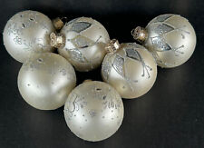 Vintage Christmas Ornaments (6) Glass Balls 2 1/2” Silver Glitter Martha Stewart picture