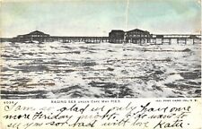 Panorama of Raging Sea Under Cape May Pier, New Jersey Postcard picture