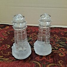 Unique Clear Lighthouse With Frosted Bottom Salt And Pepper Shaker Set picture