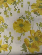 Vintage Flat Sheet 1970s Yellow Floral Queen picture