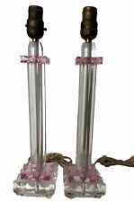 Awesome Pair 50s 60s Vintage Pink-to-Clear Lucite Table Lamps  MCM  ~ RARE picture