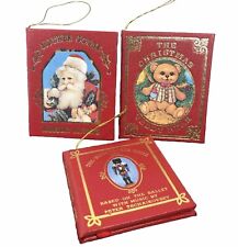 Vintage Kurt Adler Christmas Teddy Bear NUTCRACKER Rhymes Mini Book Ornaments picture