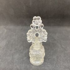 Vintage Clear Glass Perfume Bottle with Flower stopper 4.25