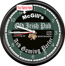 Lucky's Irish Pub Beer Bar Clover Sign Wall Clock #430 picture