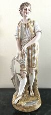 Antique Large 19th c French Bisque Porcelain Figure of Young Fisherman 20”H picture