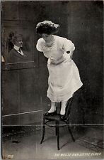 1909 SCARED LADY ON CHAIR MOUSE BELOW COMEDIC POSTCARD 25-159 picture
